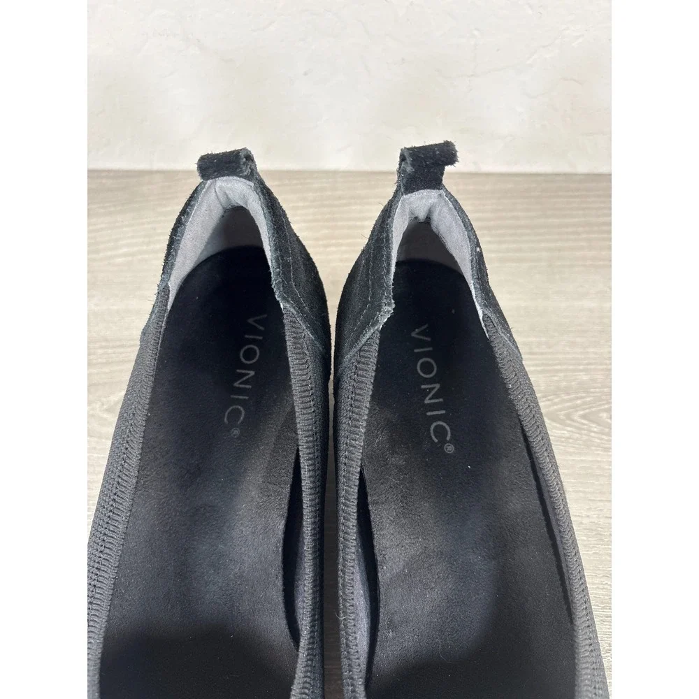 Vionic Jacey Knit Black Fabric Upper Slip-On Wedge Casual Comfort Shoes Sz 7.5